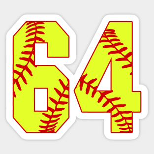 Fastpitch Softball Number 64 #64 Softball Shirt Jersey Uniform Favorite Player Biggest Fan Sticker